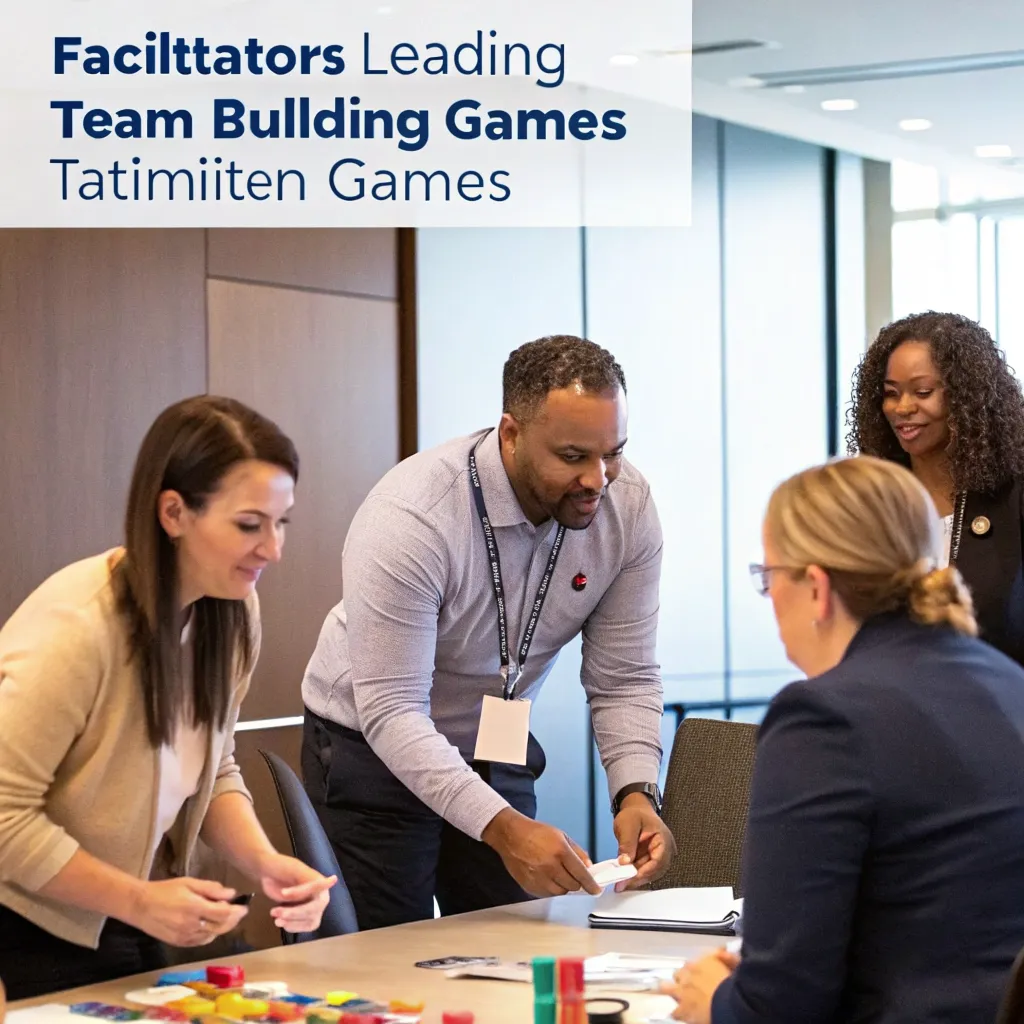 Professional facilitators leading team building games
